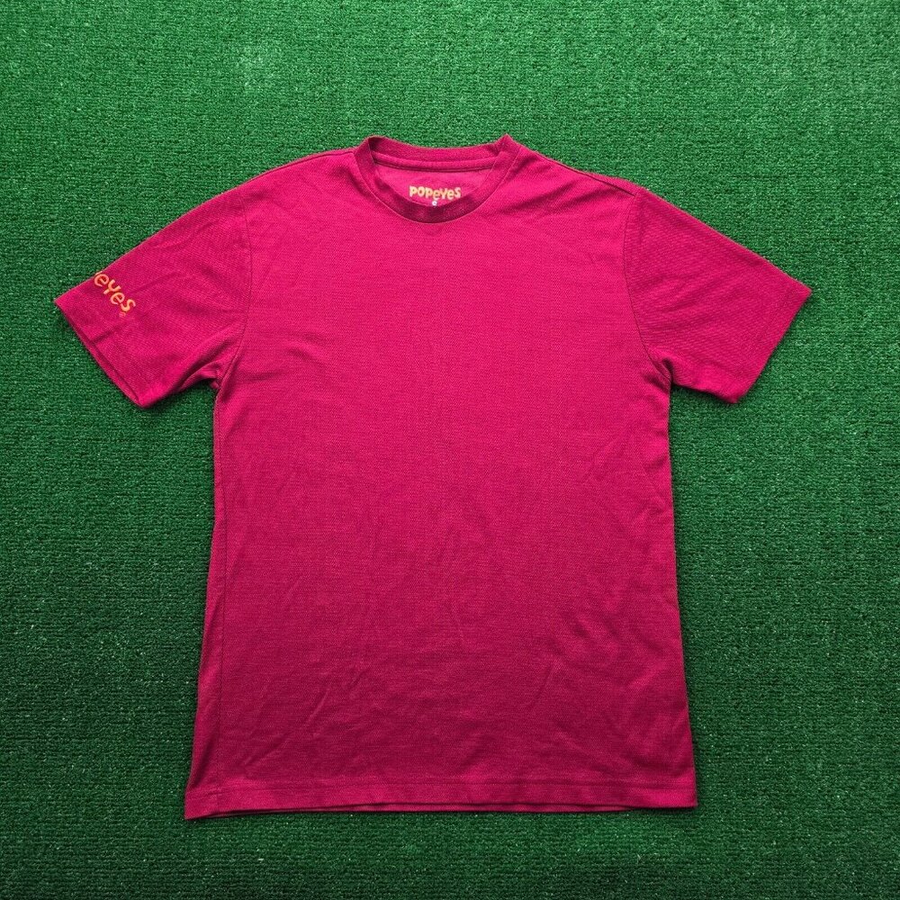 Popeyes Tshirt Mens Small Red Short Sleeve Employee‎ Uniform Work Wear